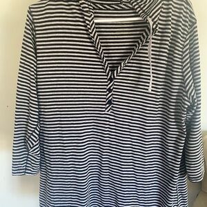 Classic Black and White Striped Women's Button Down Shirt